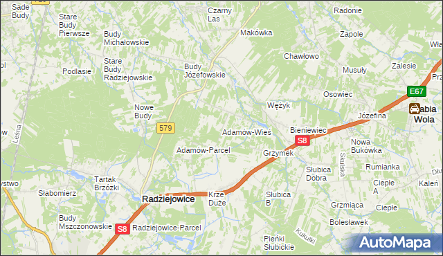 mapa Adamów-Wieś, Adamów-Wieś na mapie Targeo