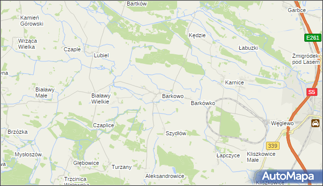 mapa Barkowo gmina Żmigród, Barkowo gmina Żmigród na mapie Targeo