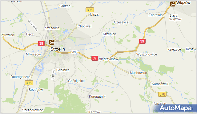 mapa Biedrzychów gmina Strzelin, Biedrzychów gmina Strzelin na mapie Targeo