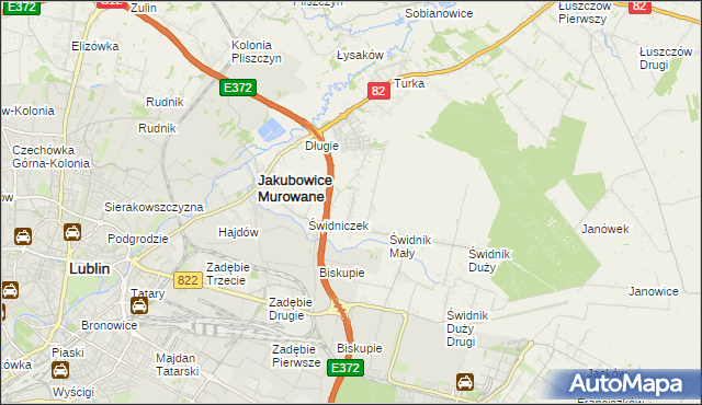 mapa Biskupie-Kolonia gmina Wólka, Biskupie-Kolonia gmina Wólka na mapie Targeo