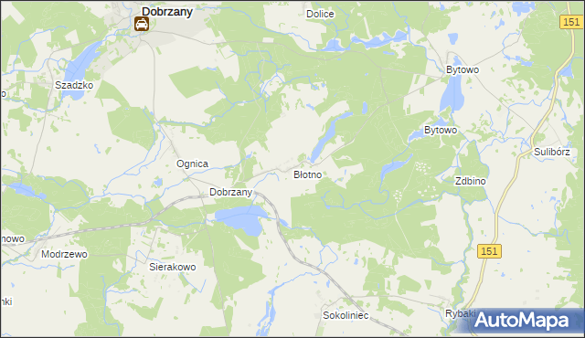 mapa Błotno gmina Dobrzany, Błotno gmina Dobrzany na mapie Targeo