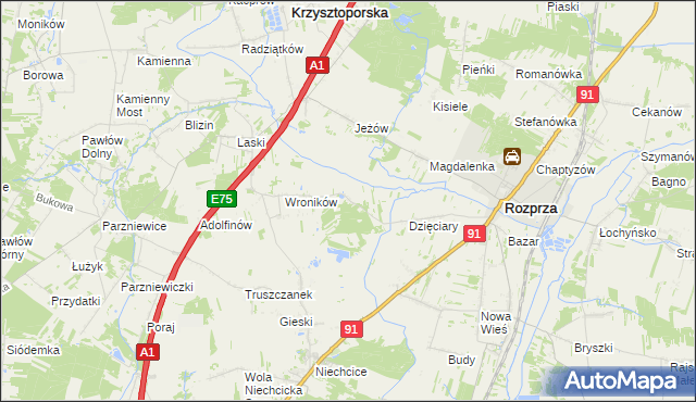 mapa Bogumiłów gmina Rozprza, Bogumiłów gmina Rozprza na mapie Targeo