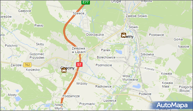 mapa Bolechowice gmina Sitkówka-Nowiny, Bolechowice gmina Sitkówka-Nowiny na mapie Targeo