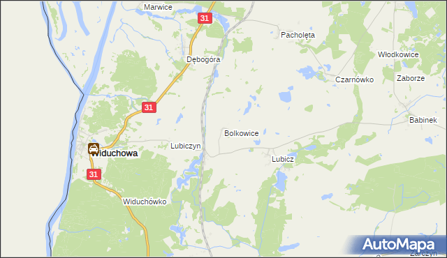 mapa Bolkowice gmina Widuchowa, Bolkowice gmina Widuchowa na mapie Targeo