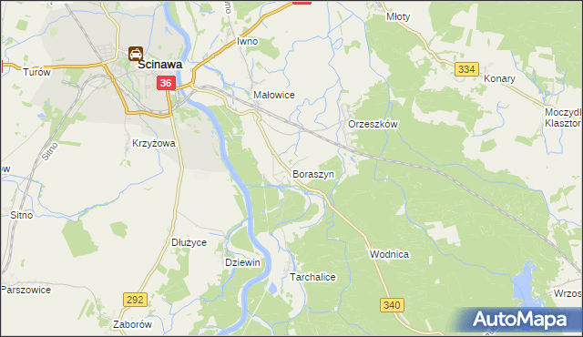 mapa Boraszyn, Boraszyn na mapie Targeo