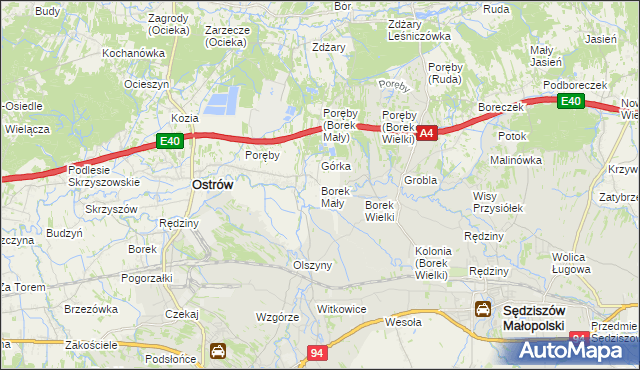 mapa Borek Mały, Borek Mały na mapie Targeo