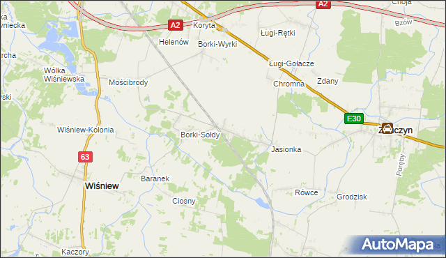 mapa Borki-Kosy, Borki-Kosy na mapie Targeo