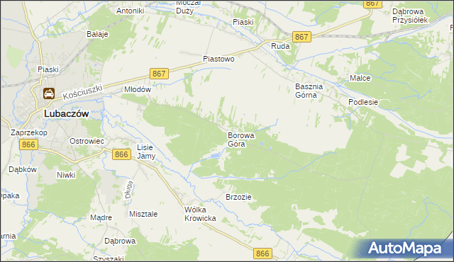 mapa Borowa Góra gmina Lubaczów, Borowa Góra gmina Lubaczów na mapie Targeo