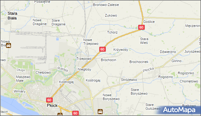 mapa Brochocin gmina Radzanowo, Brochocin gmina Radzanowo na mapie Targeo