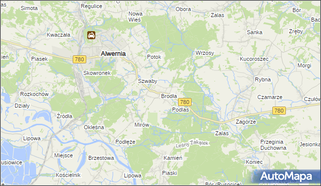 mapa Brodła, Brodła na mapie Targeo