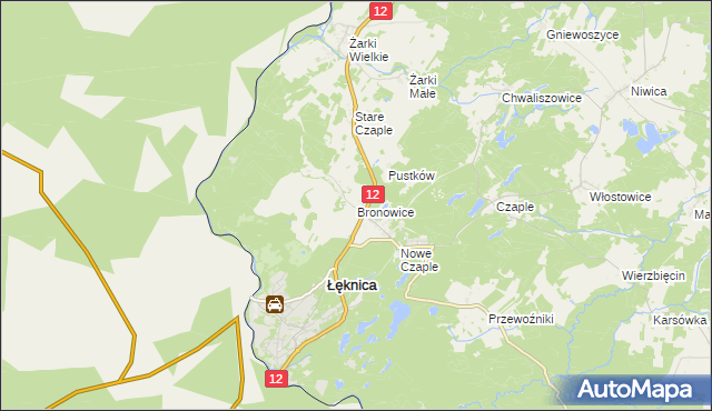 mapa Bronowice gmina Trzebiel, Bronowice gmina Trzebiel na mapie Targeo