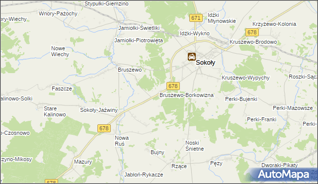 mapa Bruszewo-Borkowizna, Bruszewo-Borkowizna na mapie Targeo