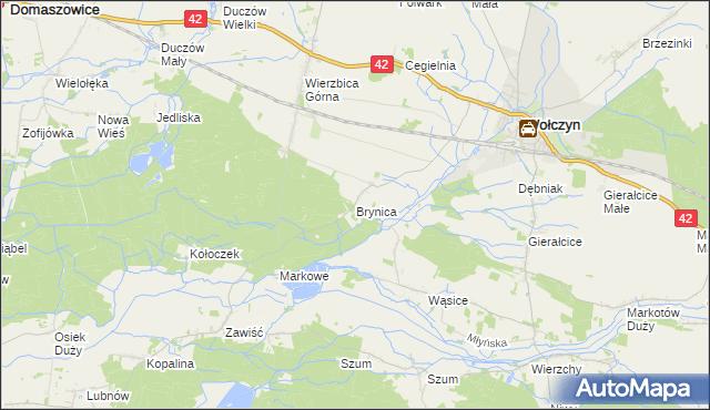 mapa Brynica gmina Wołczyn, Brynica gmina Wołczyn na mapie Targeo