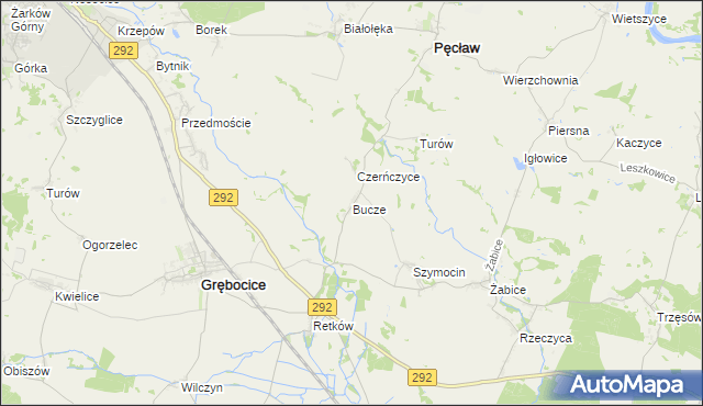 mapa Bucze gmina Grębocice, Bucze gmina Grębocice na mapie Targeo