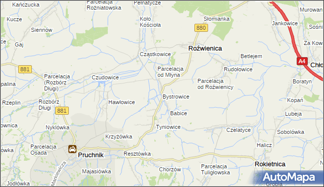 mapa Bystrowice, Bystrowice na mapie Targeo