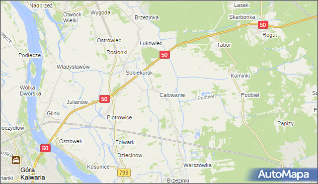 mapa Całowanie, Całowanie na mapie Targeo