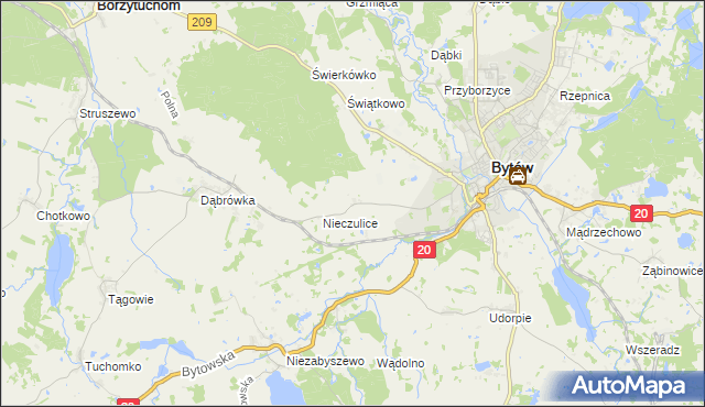 mapa Chomice gmina Bytów, Chomice gmina Bytów na mapie Targeo