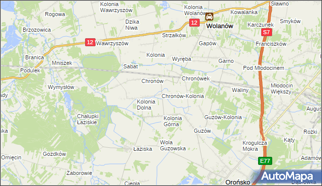 mapa Chronów-Kolonia, Chronów-Kolonia na mapie Targeo