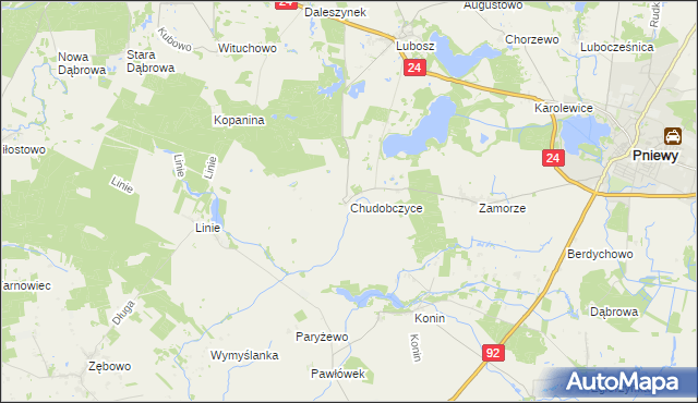 mapa Chudobczyce, Chudobczyce na mapie Targeo