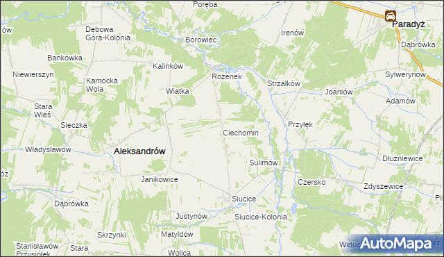 mapa Ciechomin gmina Aleksandrów, Ciechomin gmina Aleksandrów na mapie Targeo