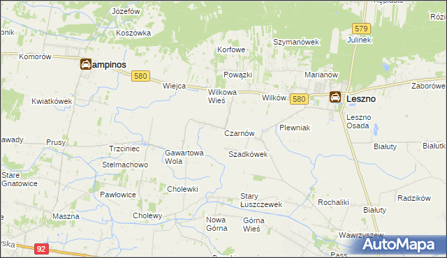 mapa Czarnów gmina Leszno, Czarnów gmina Leszno na mapie Targeo