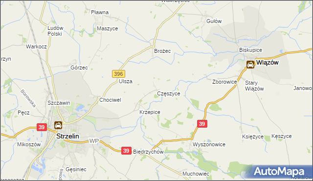 mapa Częszyce, Częszyce na mapie Targeo