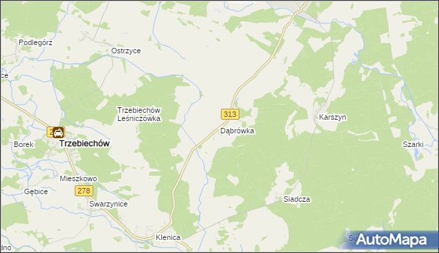 mapa Dąbrówka gmina Kargowa, Dąbrówka gmina Kargowa na mapie Targeo
