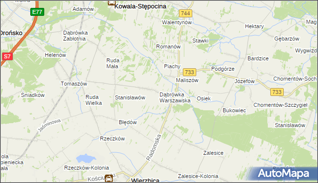 mapa Dąbrówka Warszawska, Dąbrówka Warszawska na mapie Targeo
