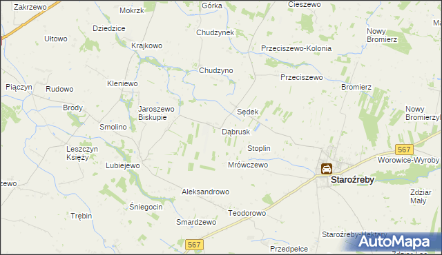 mapa Dąbrusk, Dąbrusk na mapie Targeo