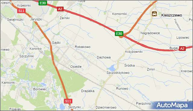 mapa Dachowa gmina Kórnik, Dachowa gmina Kórnik na mapie Targeo