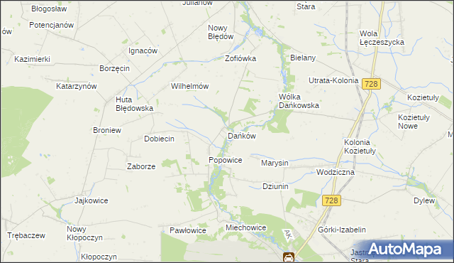 mapa Dańków gmina Błędów, Dańków gmina Błędów na mapie Targeo