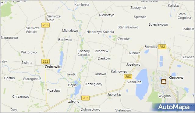 mapa Danków gmina Kleczew, Danków gmina Kleczew na mapie Targeo