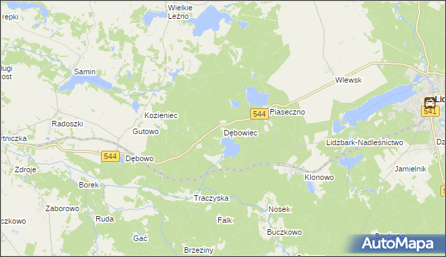 mapa Dębowiec gmina Lidzbark, Dębowiec gmina Lidzbark na mapie Targeo