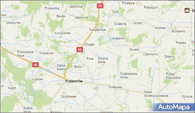 mapa Dłuska Wola, Dłuska Wola na mapie Targeo