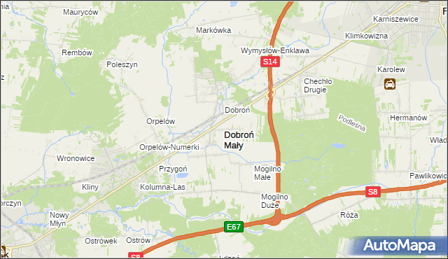 mapa Dobroń Mały, Dobroń Mały na mapie Targeo