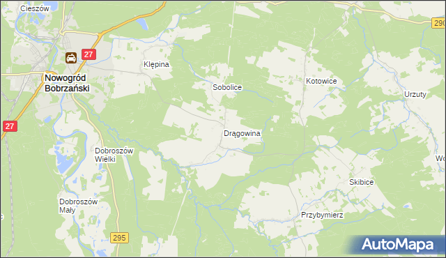 mapa Drągowina, Drągowina na mapie Targeo