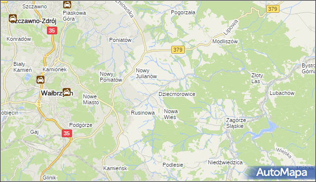 mapa Dziećmorowice, Dziećmorowice na mapie Targeo