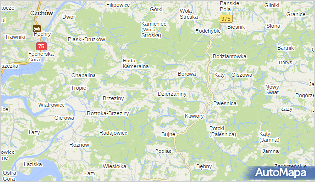 mapa Dzierżaniny, Dzierżaniny na mapie Targeo