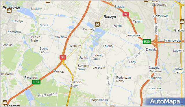 mapa Falenty Duże, Falenty Duże na mapie Targeo