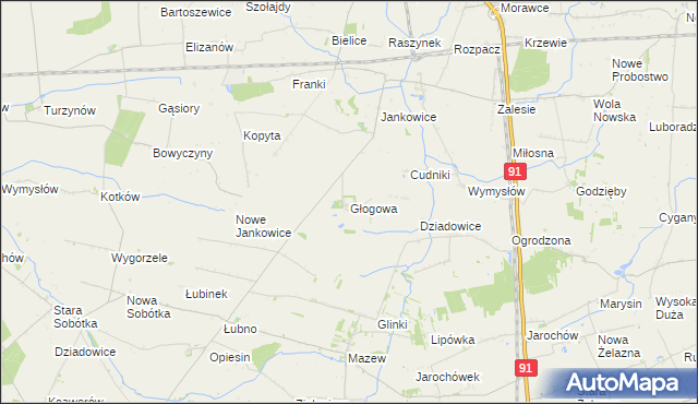 mapa Głogowa gmina Krośniewice, Głogowa gmina Krośniewice na mapie Targeo