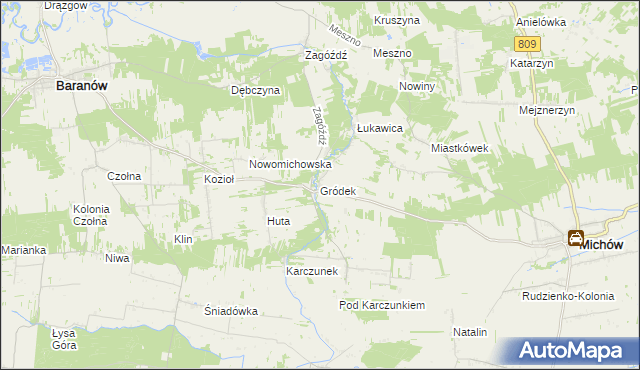 mapa Gródek gmina Baranów, Gródek gmina Baranów na mapie Targeo