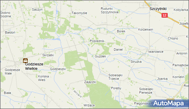 mapa Guzdek, Guzdek na mapie Targeo