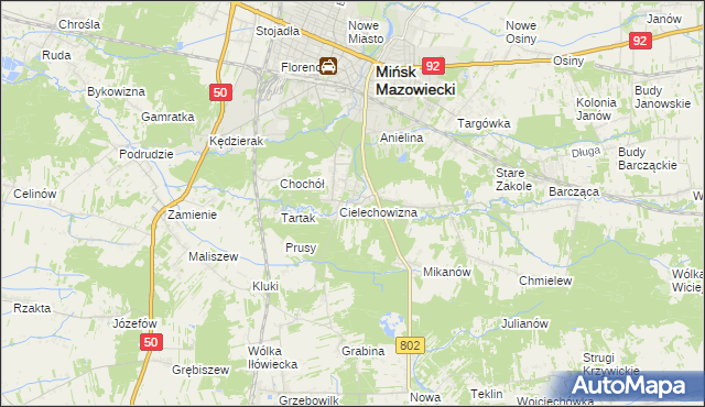 mapa Huta Mińska, Huta Mińska na mapie Targeo