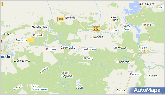 mapa Jaktorowo, Jaktorowo na mapie Targeo