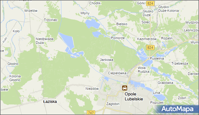 mapa Jankowa gmina Opole Lubelskie, Jankowa gmina Opole Lubelskie na mapie Targeo