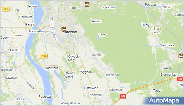 mapa Janów gmina Karczew, Janów gmina Karczew na mapie Targeo