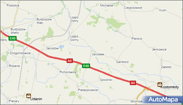 mapa Jarosław gmina Udanin, Jarosław gmina Udanin na mapie Targeo