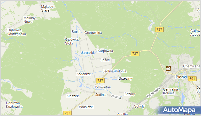 mapa Jaśce, Jaśce na mapie Targeo