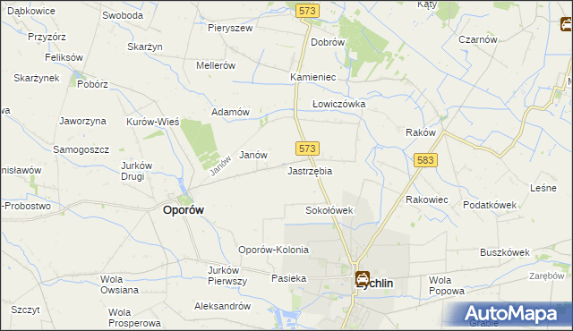 mapa Jastrzębia gmina Oporów, Jastrzębia gmina Oporów na mapie Targeo