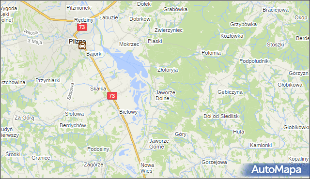 mapa Jaworze Dolne, Jaworze Dolne na mapie Targeo